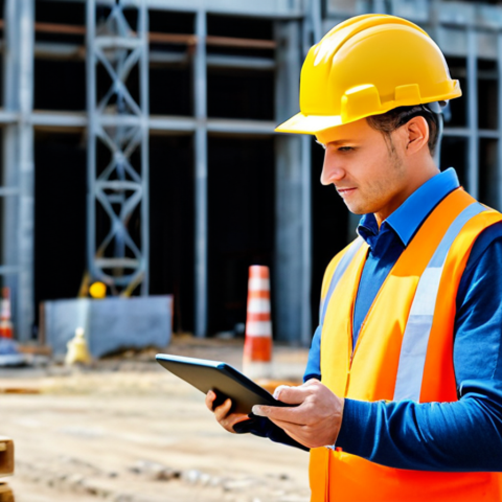 Industrial Safety Engineer**
A professional industrial safety engineer, fully clothed in appropriate work attire (hard hat, safety vest), inspecting a construction site. He's holding a tablet and making notes. Background shows construction workers and equipment. Perfect anatomy, correct proportions, well-formed hands, natural pose, professional, safe for work, appropriate content, fully clothed, family-friendly, high quality.
**