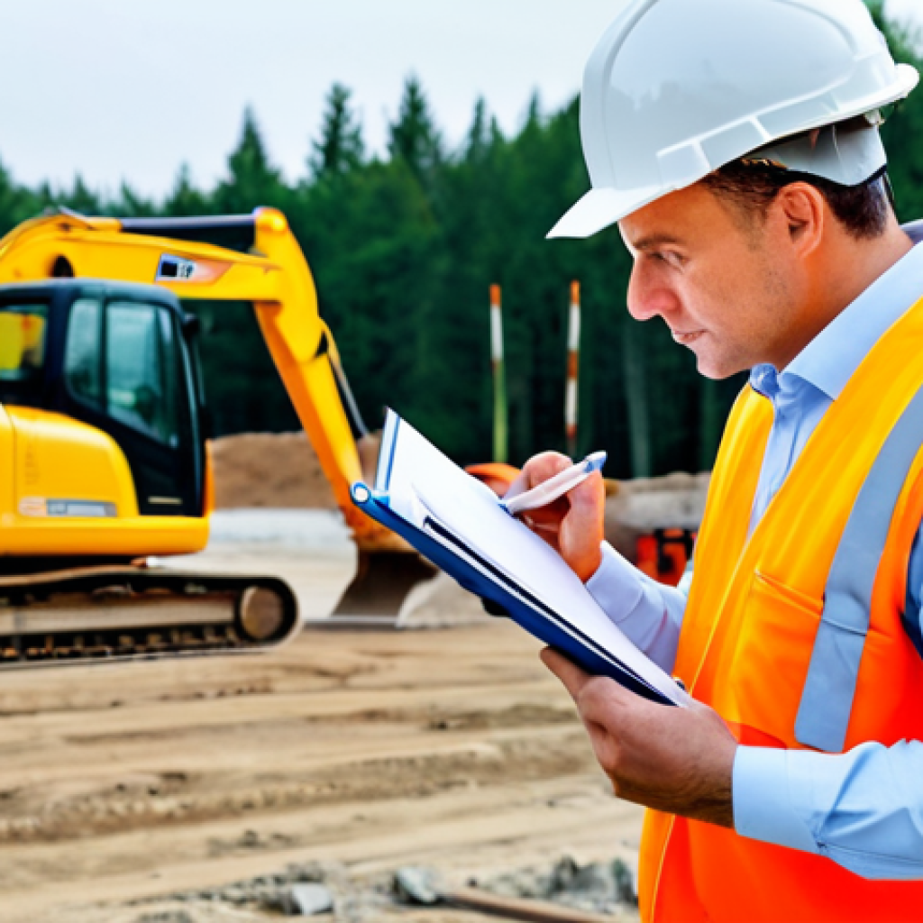 산업안전기사와 산업 내 사고 동향 - **
A professional industrial safety engineer, fully clothed in appropriate safety gear (hard hat, s...