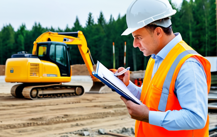 산업안전기사와 산업 내 사고 동향 - **

A professional industrial safety engineer, fully clothed in appropriate safety gear (hard hat, s...