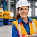 산업안전분야에서의 프리랜서 성공 사례 - A female freelance safety expert, approximately 35-45 years old, with a confident and professional d...