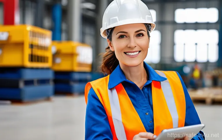 산업안전분야에서의 프리랜서 성공 사례 - A female freelance safety expert, approximately 35-45 years old, with a confident and professional d...